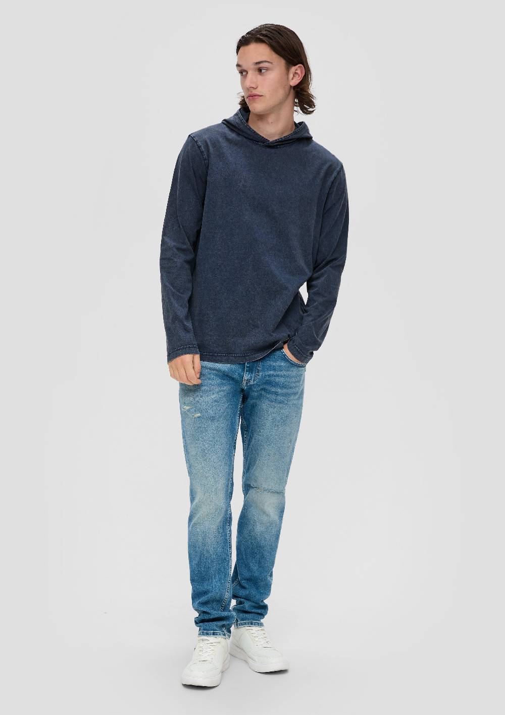 s.Oliver Gewaschenes Longsleeve mit Kapuze 50% Rabatt für begrenzte Zeit