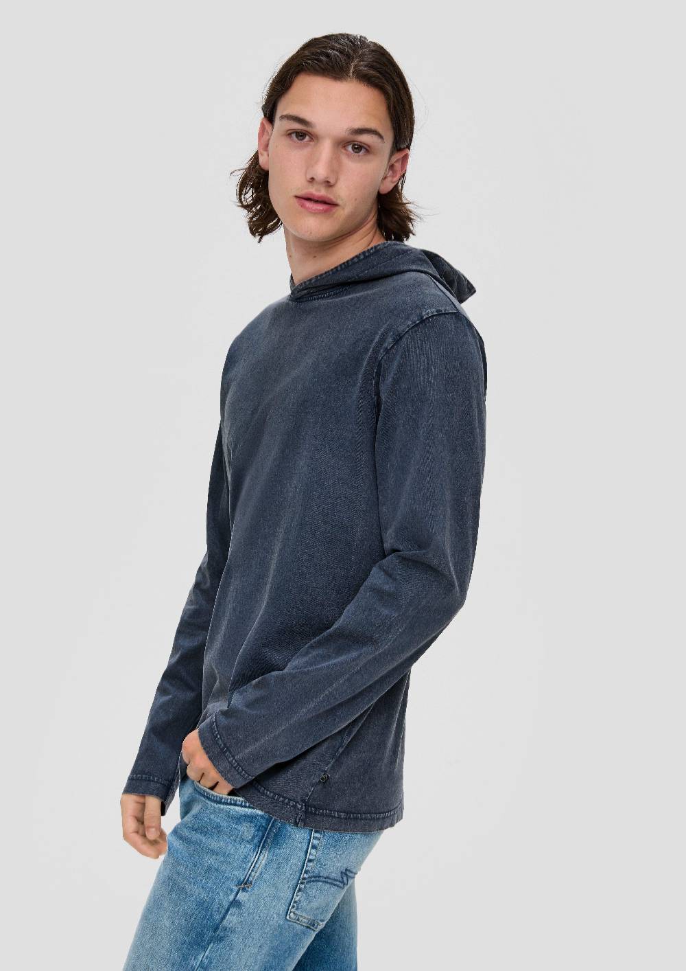 s.Oliver Gewaschenes Longsleeve mit Kapuze 50% Rabatt für begrenzte Zeit