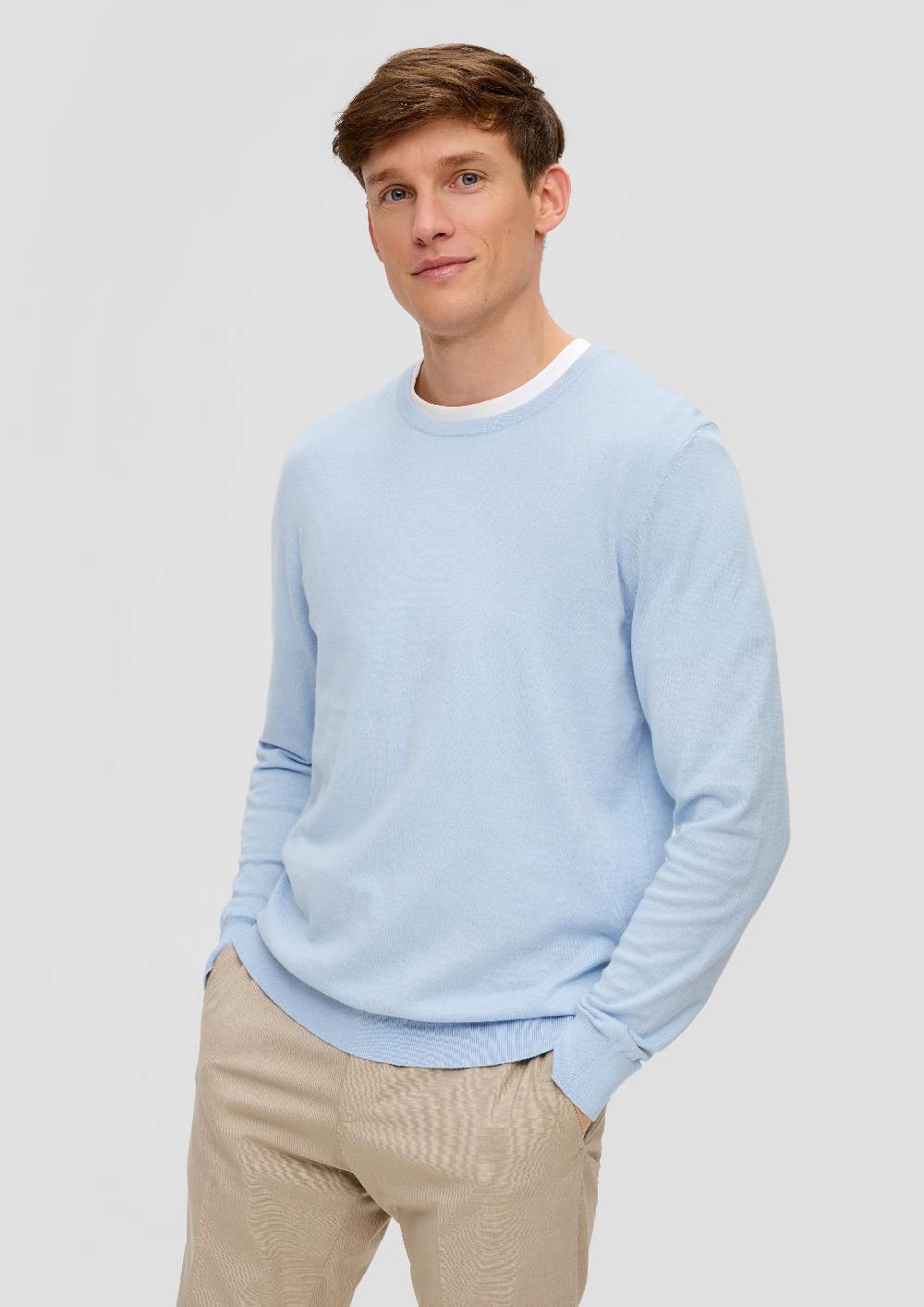 s.Oliver Strickpullover aus Seide mit Crew Neck Verkauf