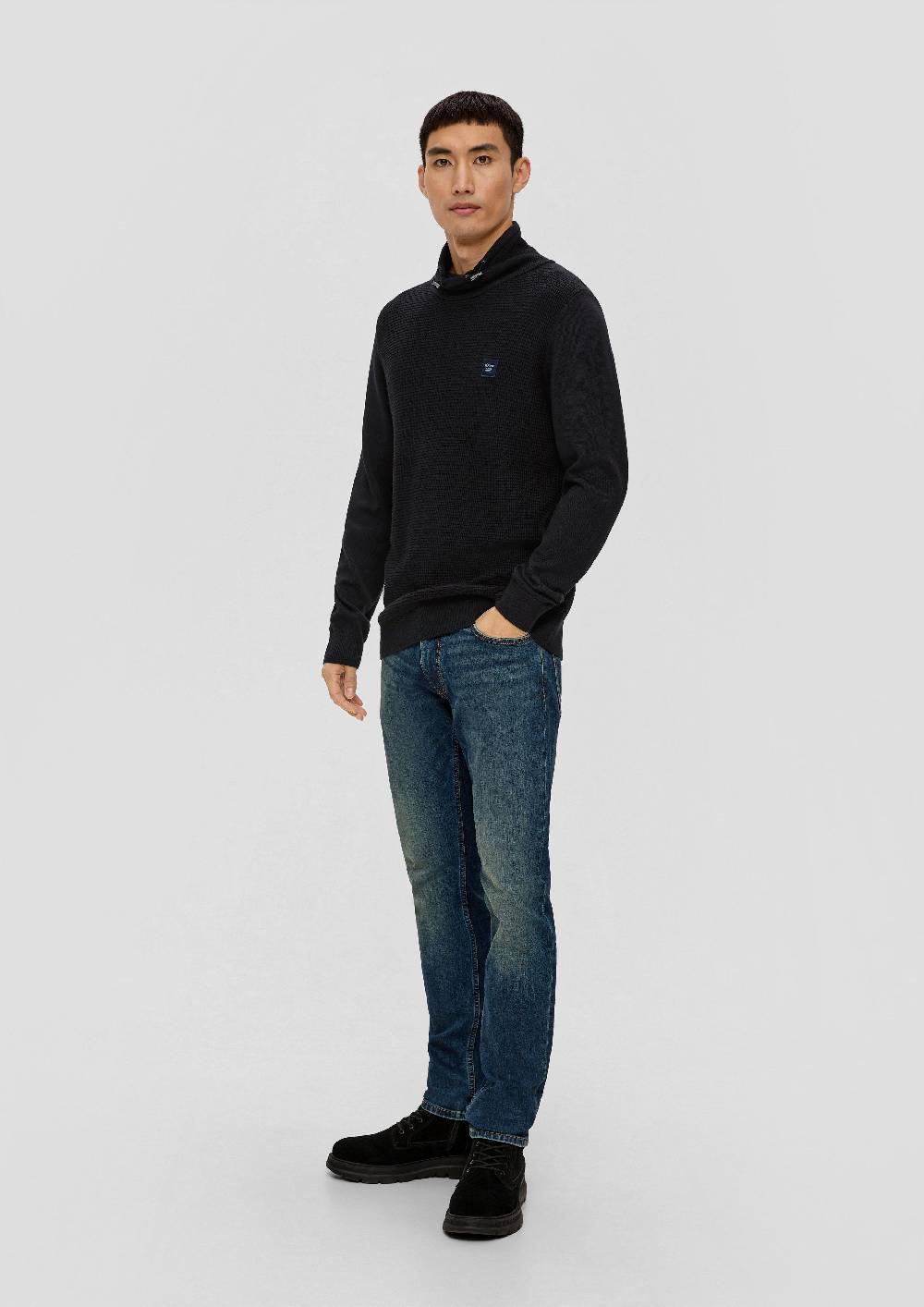s.Oliver Strickpullover mit Jersey-Ärmeln Günstig kaufen