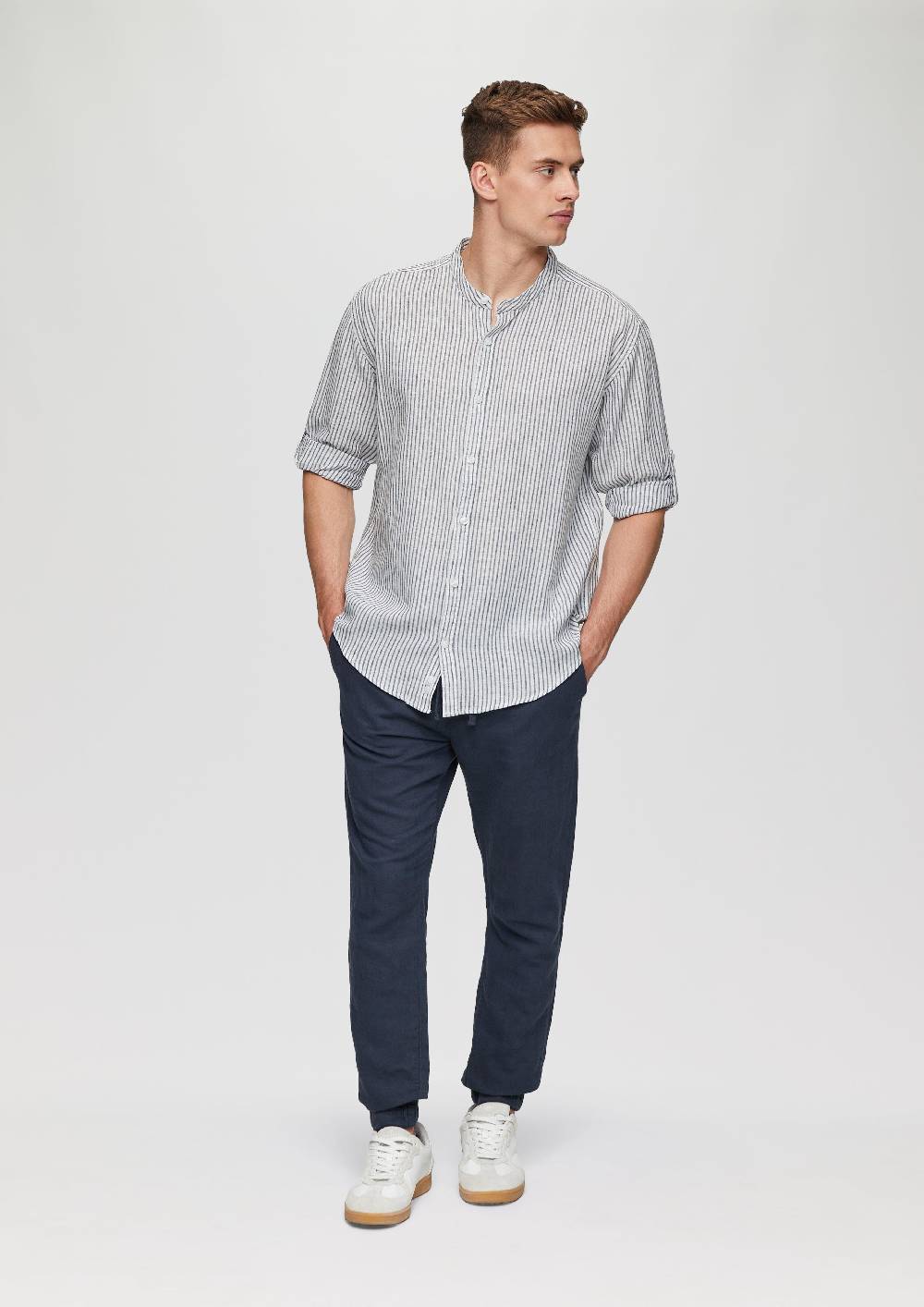 s.Oliver Fein gestreiftes Hemd aus Leinenmix Top Angebot