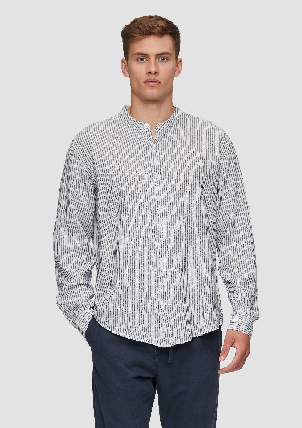 s.Oliver Fein gestreiftes Hemd aus Leinenmix Top Angebot