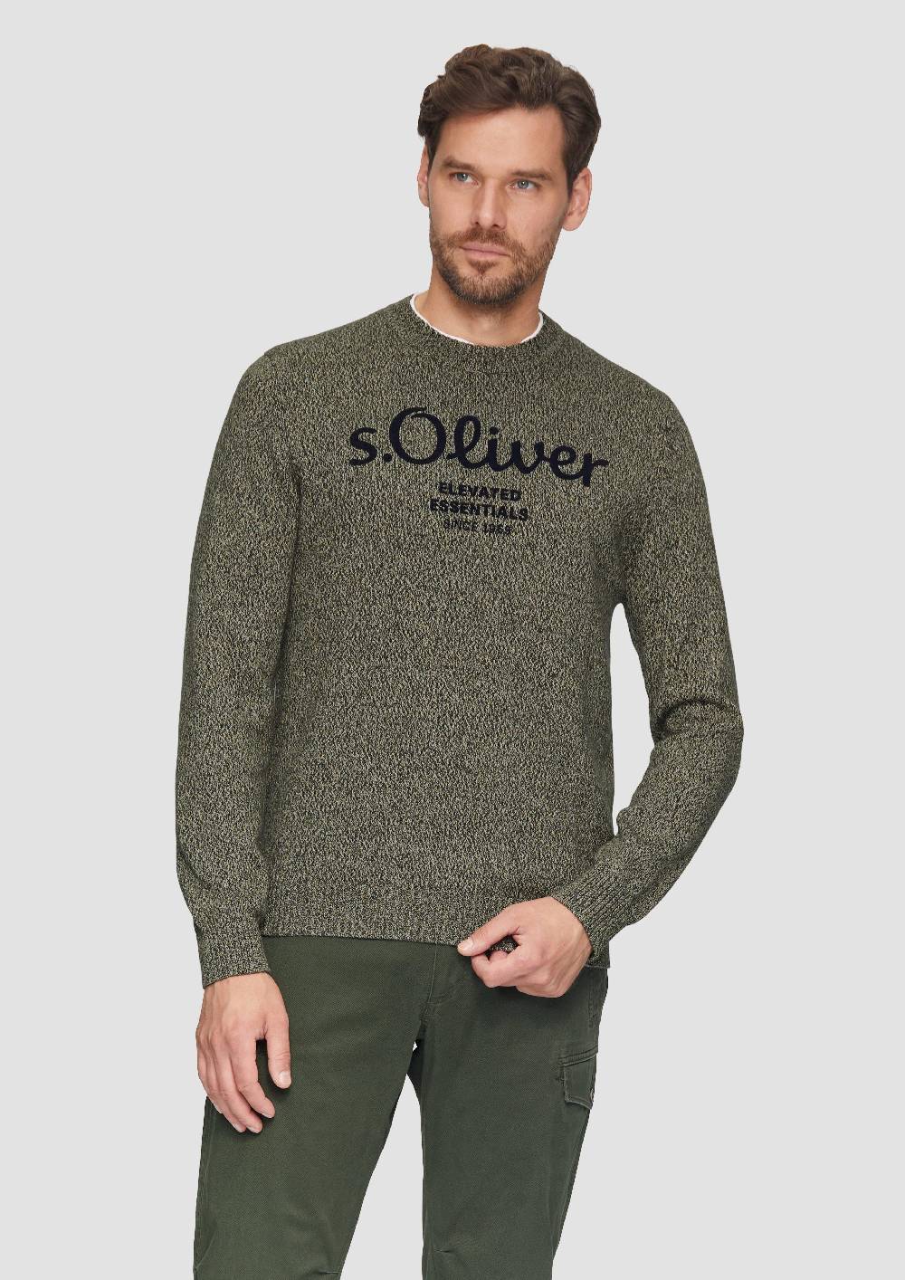 s.Oliver Strickpullover mit Logo in Melange-Optik Begrenzte Freigabe