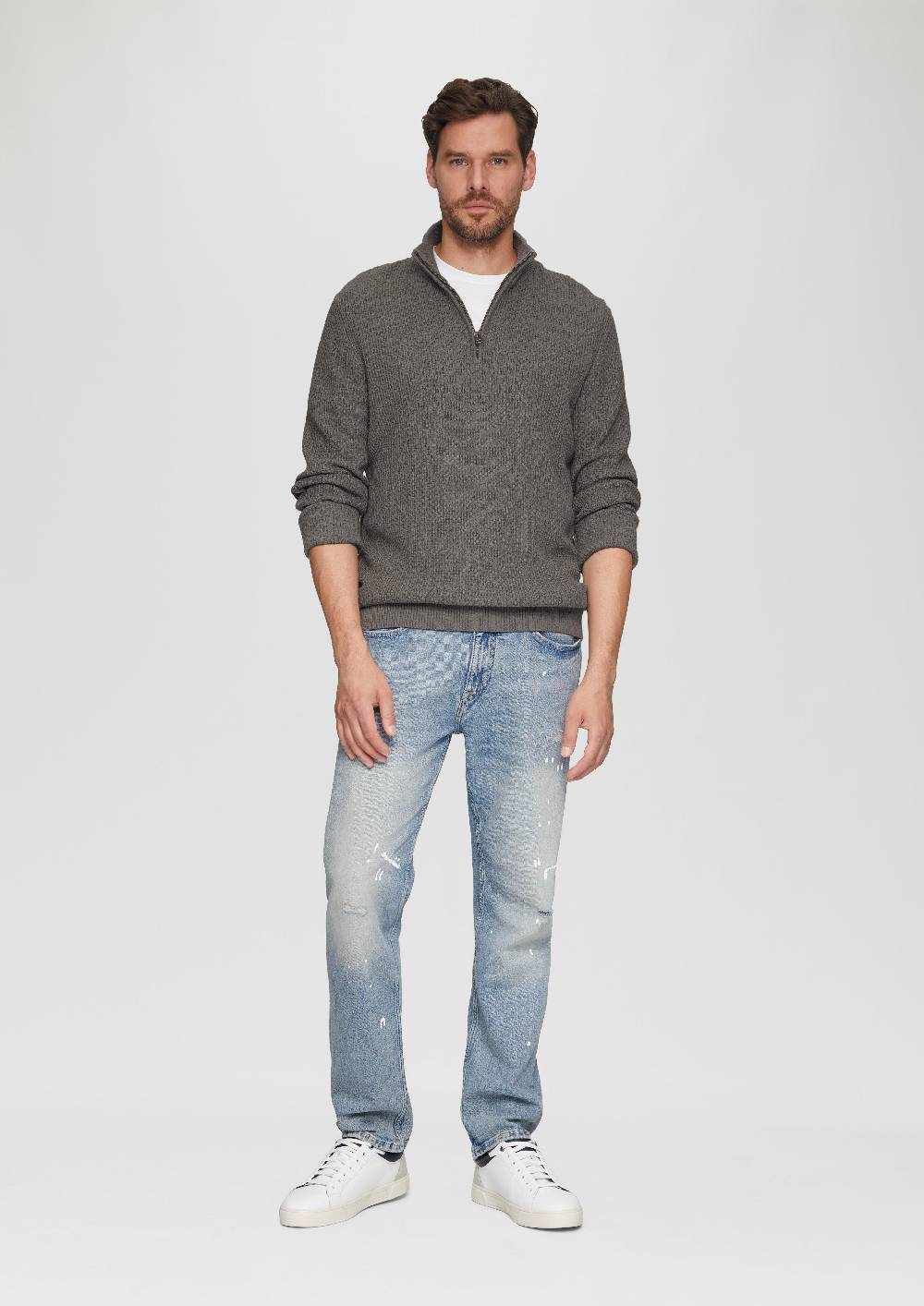s.Oliver Strickpullover mit Troyerkragen aus Strukturstrick Super Rabatt