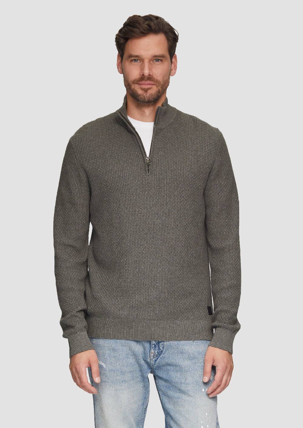 s.Oliver Strickpullover mit Troyerkragen aus Strukturstrick Super Rabatt
