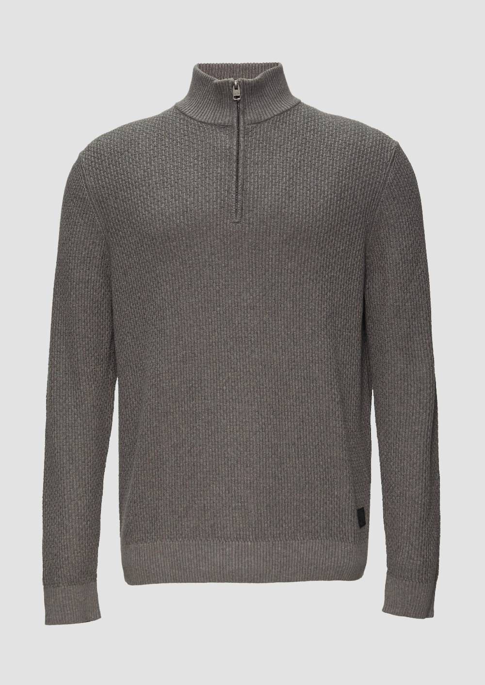 s.Oliver Strickpullover mit Troyerkragen aus Strukturstrick Super Rabatt