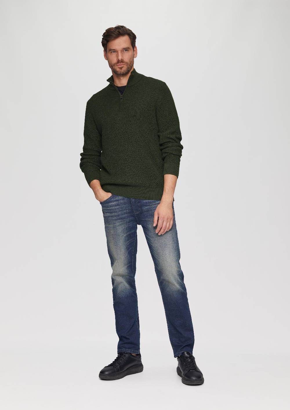s.Oliver Strickpullover mit Troyerkragen aus Strukturstrick Riesige Rabatte