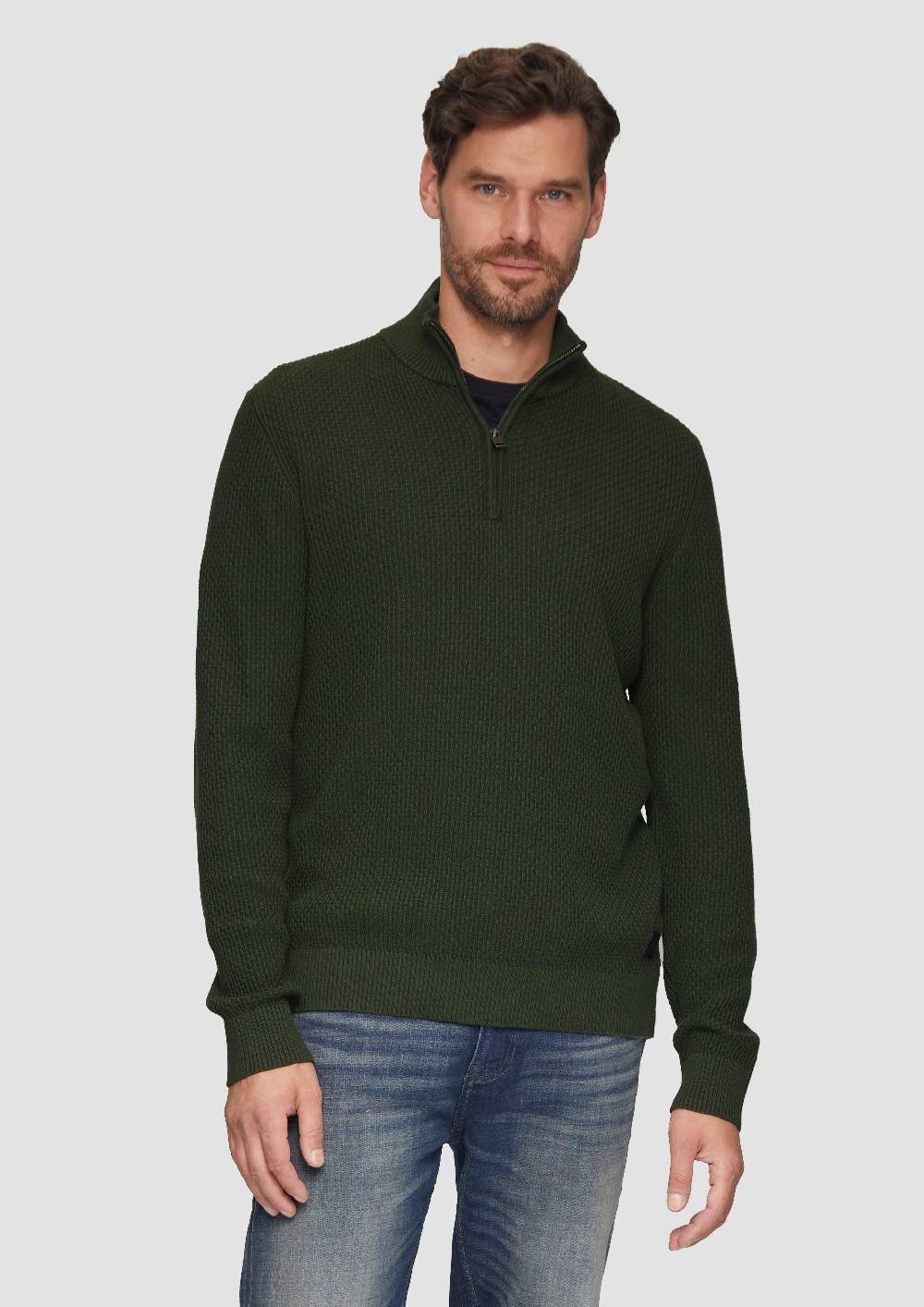 s.Oliver Strickpullover mit Troyerkragen aus Strukturstrick Riesige Rabatte
