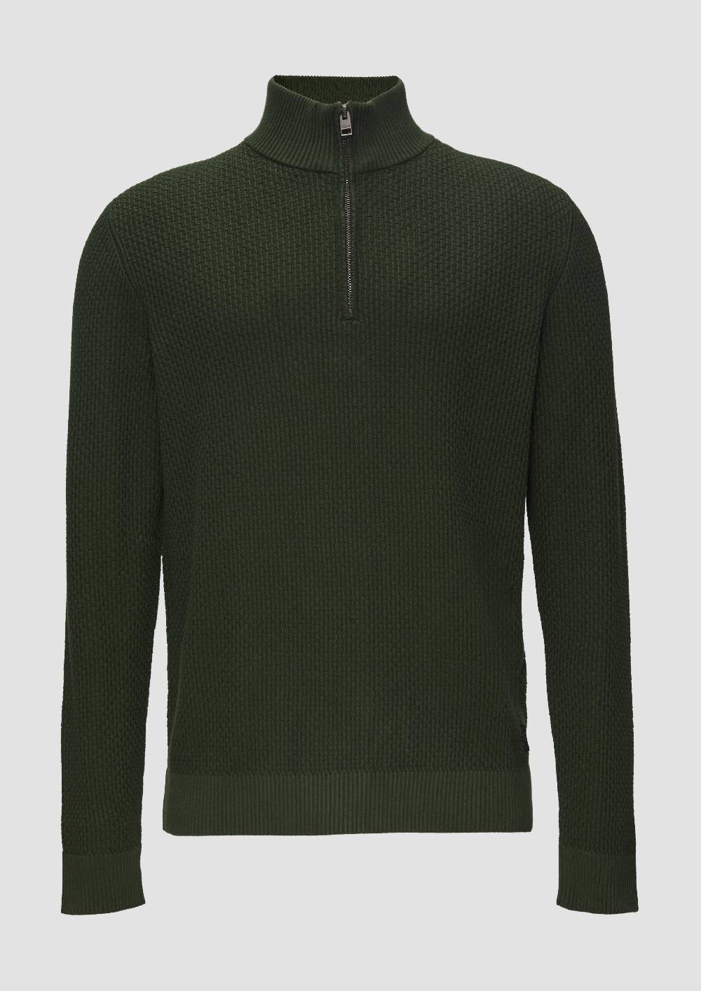 s.Oliver Strickpullover mit Troyerkragen aus Strukturstrick Riesige Rabatte