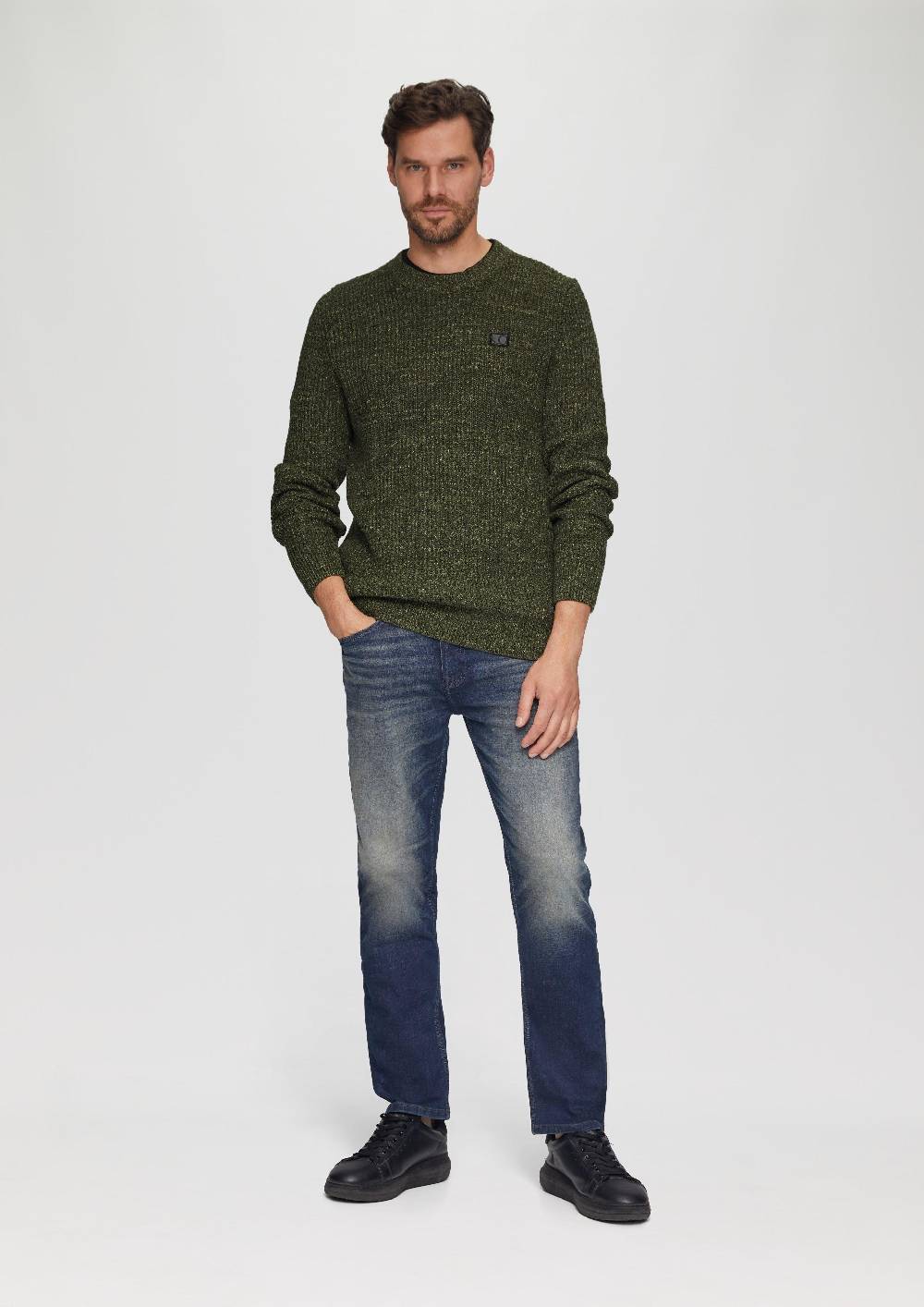 s.Oliver Melierter Pullover mit Patentmuster und Crew Neck 50% Rabatt mit kostenlosem Versand