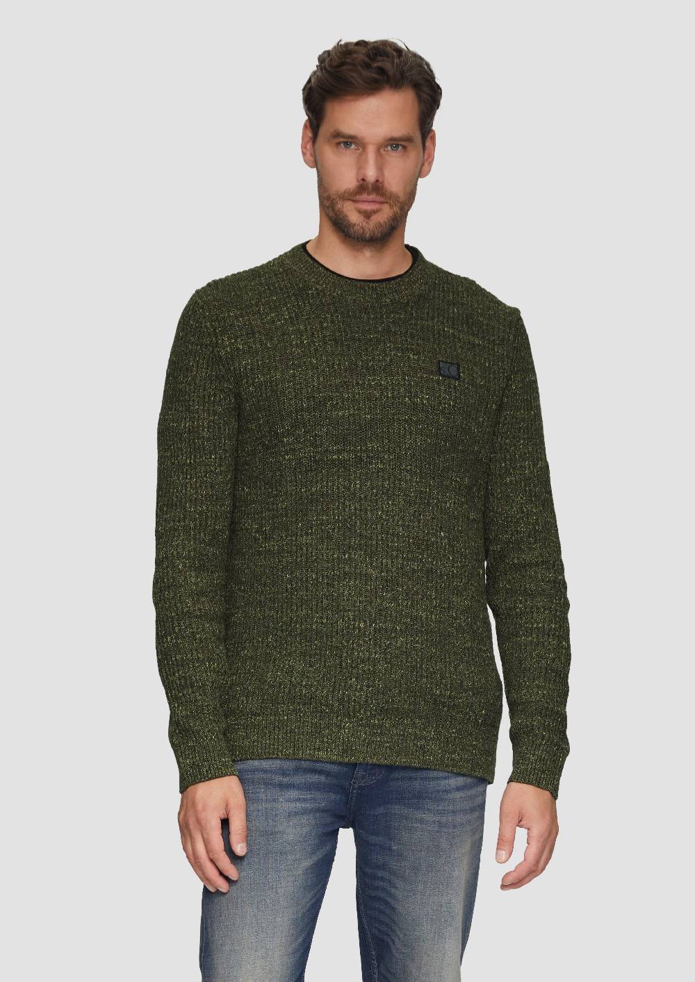 s.Oliver Melierter Pullover mit Patentmuster und Crew Neck 50% Rabatt mit kostenlosem Versand