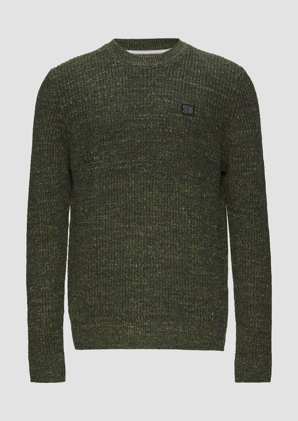 s.Oliver Melierter Pullover mit Patentmuster und Crew Neck 50% Rabatt mit kostenlosem Versand