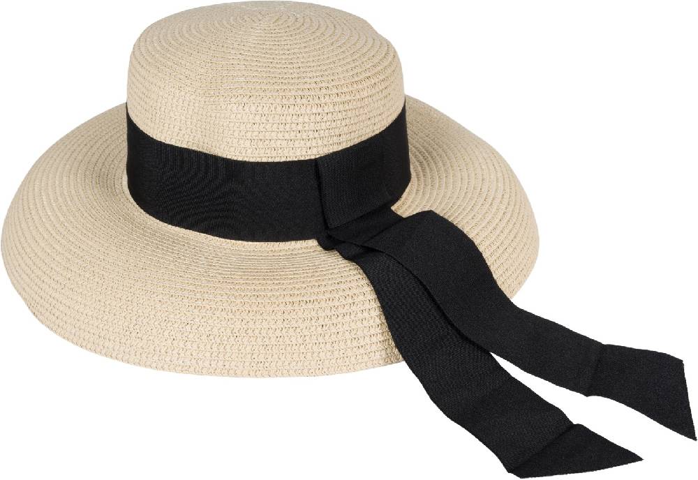 Stylebreaker Papier Strohhut mit Schwarzem Zierband Bis zu 50% Rabatt