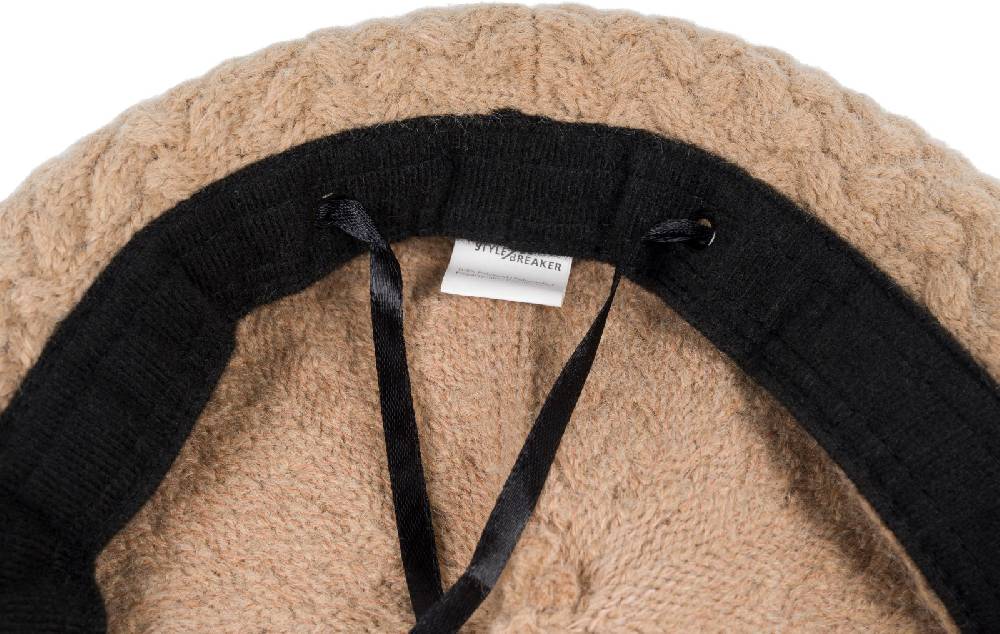 Stylebreaker Feinstrick Baskenmütze mit Flechtmuster Kostenlose Rückgabe