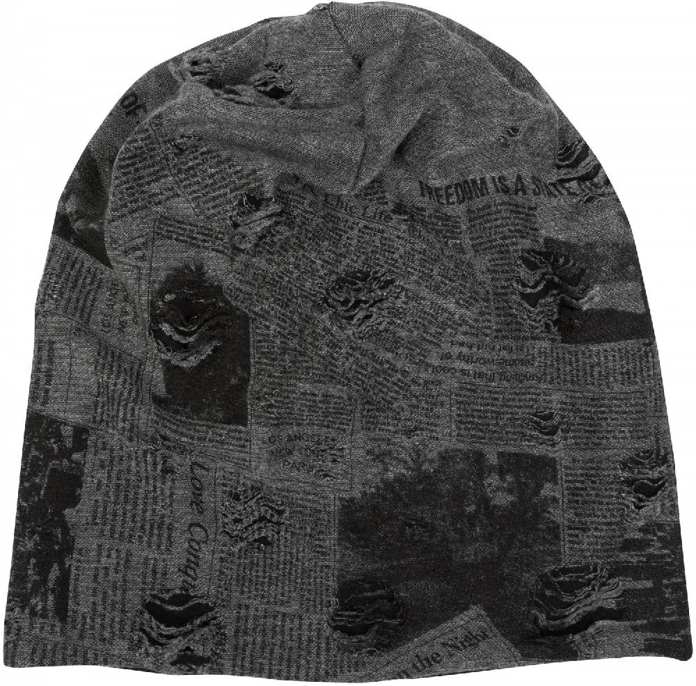 Stylebreaker Loop und Beanie Set Newspaper Print Used Look Super Rabatt