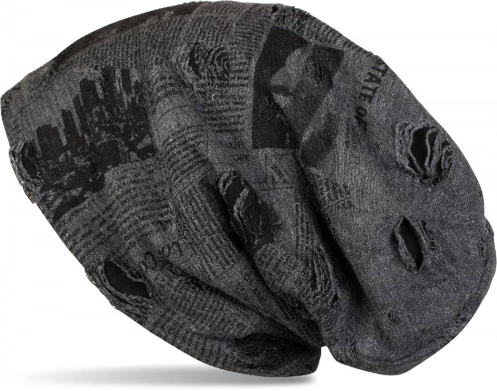 Stylebreaker Loop und Beanie Set Newspaper Print Used Look Super Rabatt