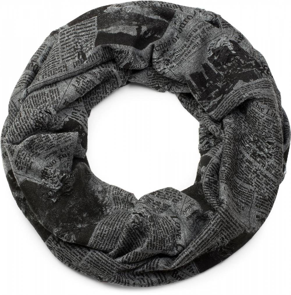 Stylebreaker Loop und Beanie Set Newspaper Print Used Look Super Rabatt