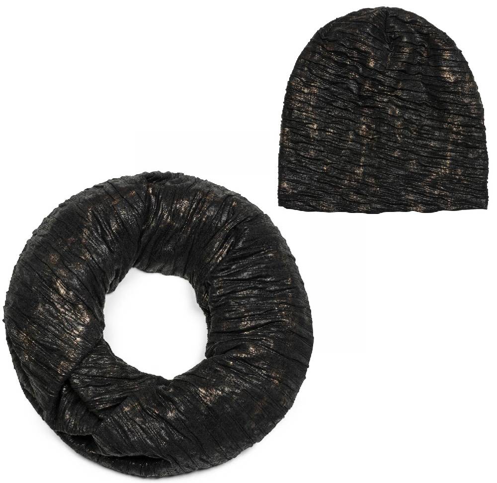 Stylebreaker Loop und Beanie Set im Antik Metallic Look mit Falten Fabrikladen