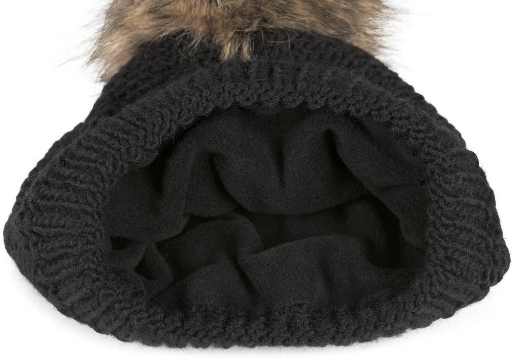 Stylebreaker Einfarbige Strick Bommelmütze mit Thermo-Fleece Jubiläumsangebot