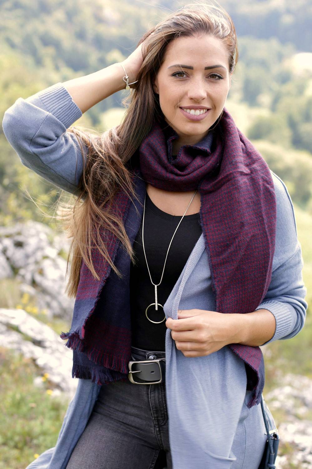 Stylebreaker Schal mit 2-farbigem Hahnentritt Muster Super Sparpreis