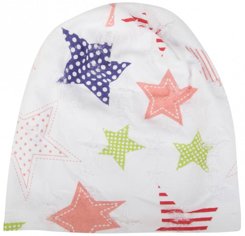 Stylebreaker Beanie Mütze mit bunten Sternen in Destroyed Optik Riesige Rabatte