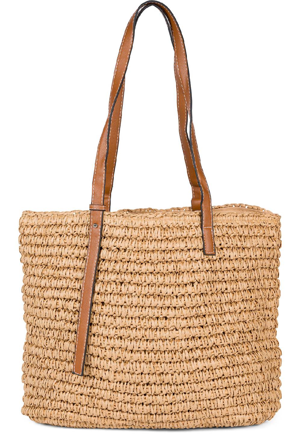 Stylebreaker Korbflecht Schultertasche - Basttasche Versandkostenfrei