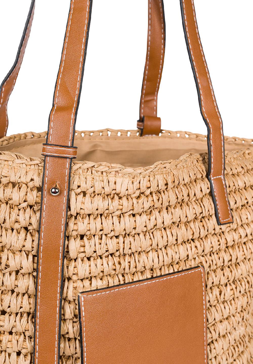 Stylebreaker Korbflecht Schultertasche - Basttasche Versandkostenfrei
