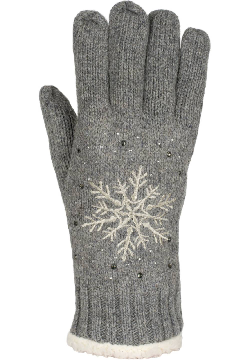 Stylebreaker Strickhandschuhe mit Schneeflocke, Strass und Fleece Online