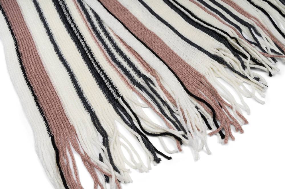 Stylebreaker Feinstrick Schal mit Streifen Muster und Fransen Fabrik Onlineshop