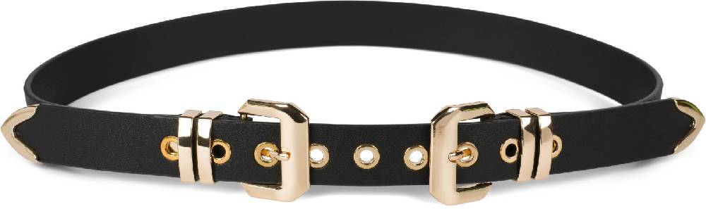 Stylebreaker Doppel Schnallen Gürtel mit goldenen Metall Details Großer Ausverkauf