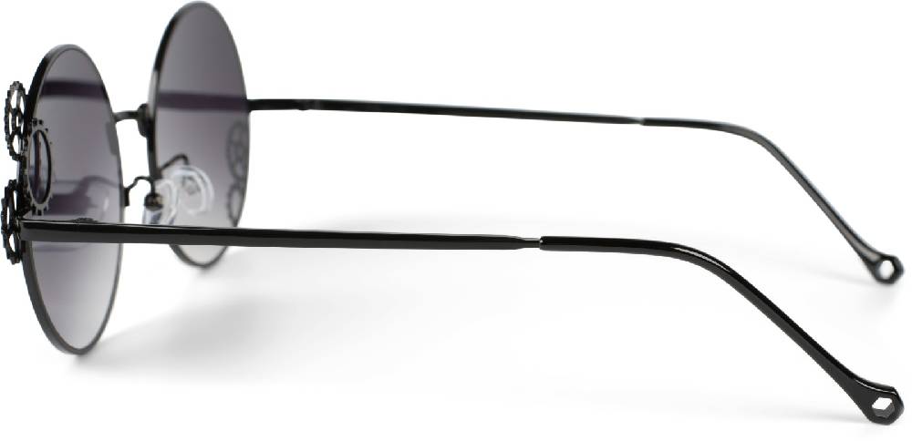 Stylebreaker Runde Sonnenbrille mit Zahnrad Applikation Preisnachlass
