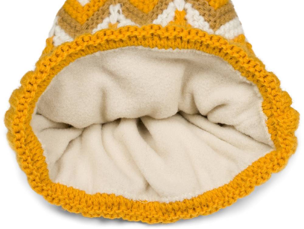 Stylebreaker Strick Bommelmütze mit Zick-Zack Muster Zeitlich begrenztes Angebot