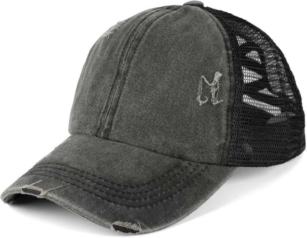 Stylebreaker Ponytail Baseball Cap Used Look mit Mesh Einsatz