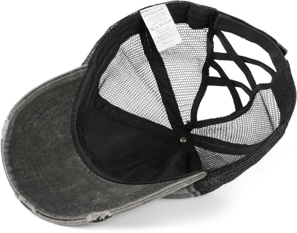 Stylebreaker Ponytail Baseball Cap Used Look mit Mesh Einsatz Exklusive Angebote