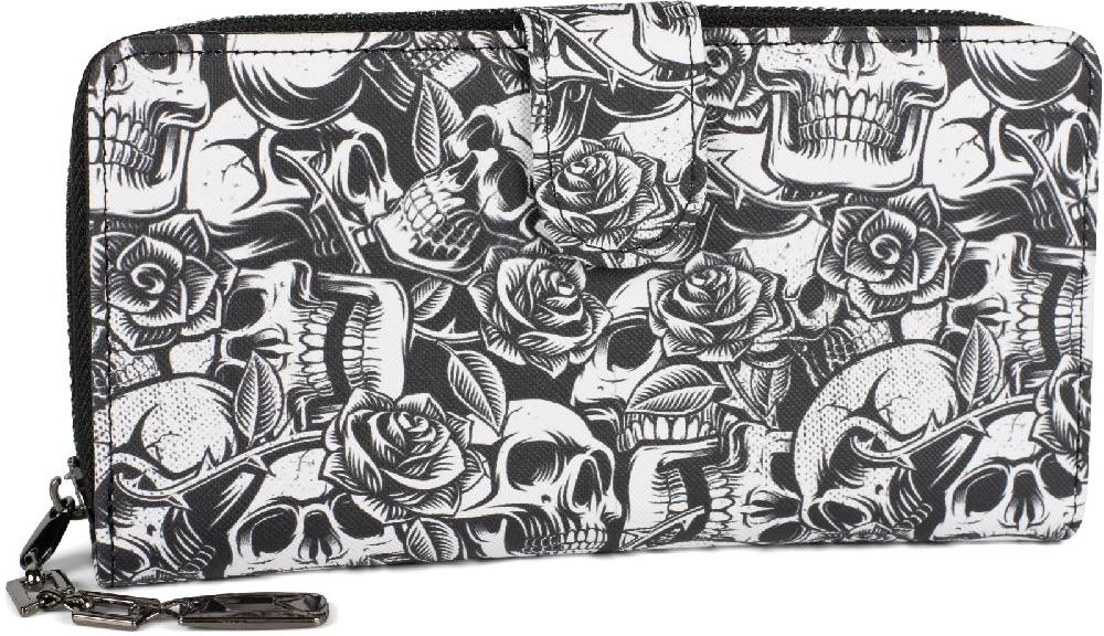Stylebreaker Große Geldbörse Totenkopf Rosen Muster