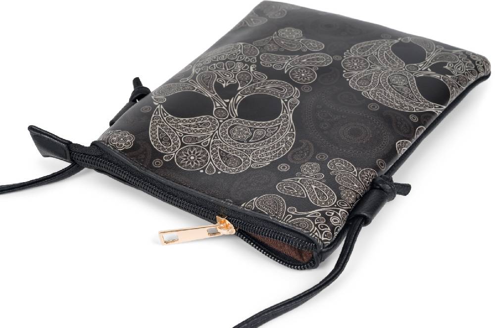 Stylebreaker Mini Umhängetasche Totenkopf Paisley Print Nur noch ein Tag übrig