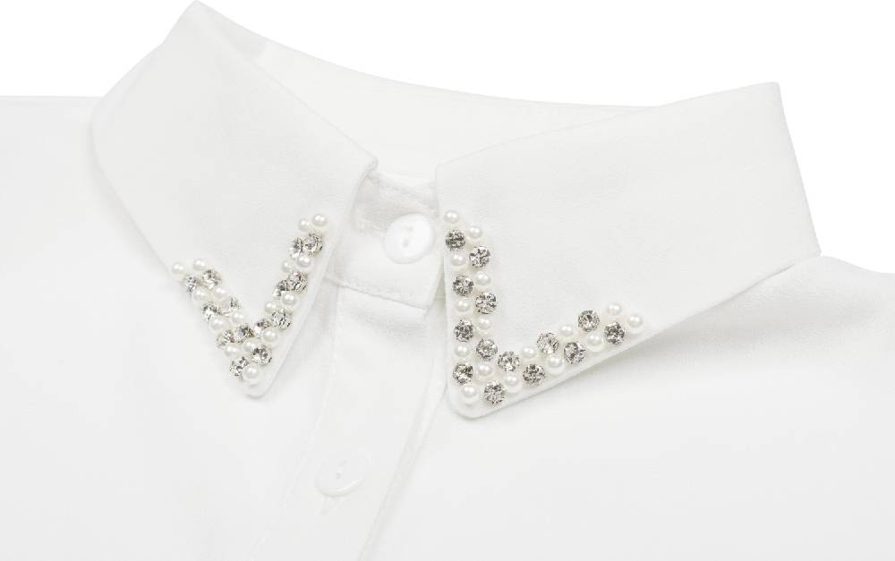 Stylebreaker Blusenkragen mit Perlen und Strass Online