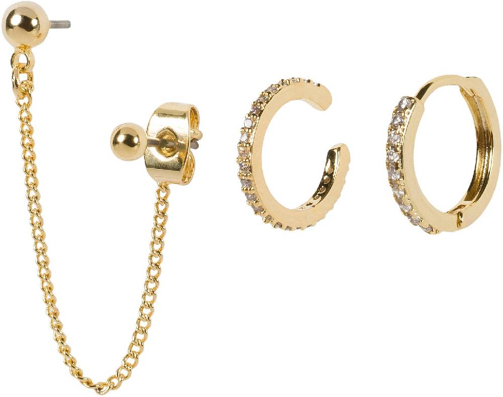 Stylebreaker 4-Teiliges Ohrring Set mit Strass Schlussverkauf