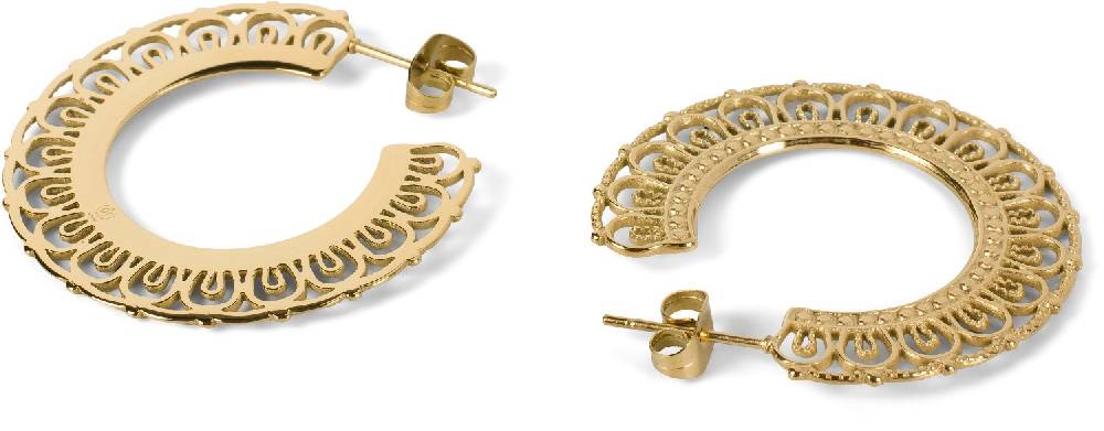 Stylebreaker Edelstahl Creolen Ohrringe mit Ornament Verzierung Fabrikverkauf
