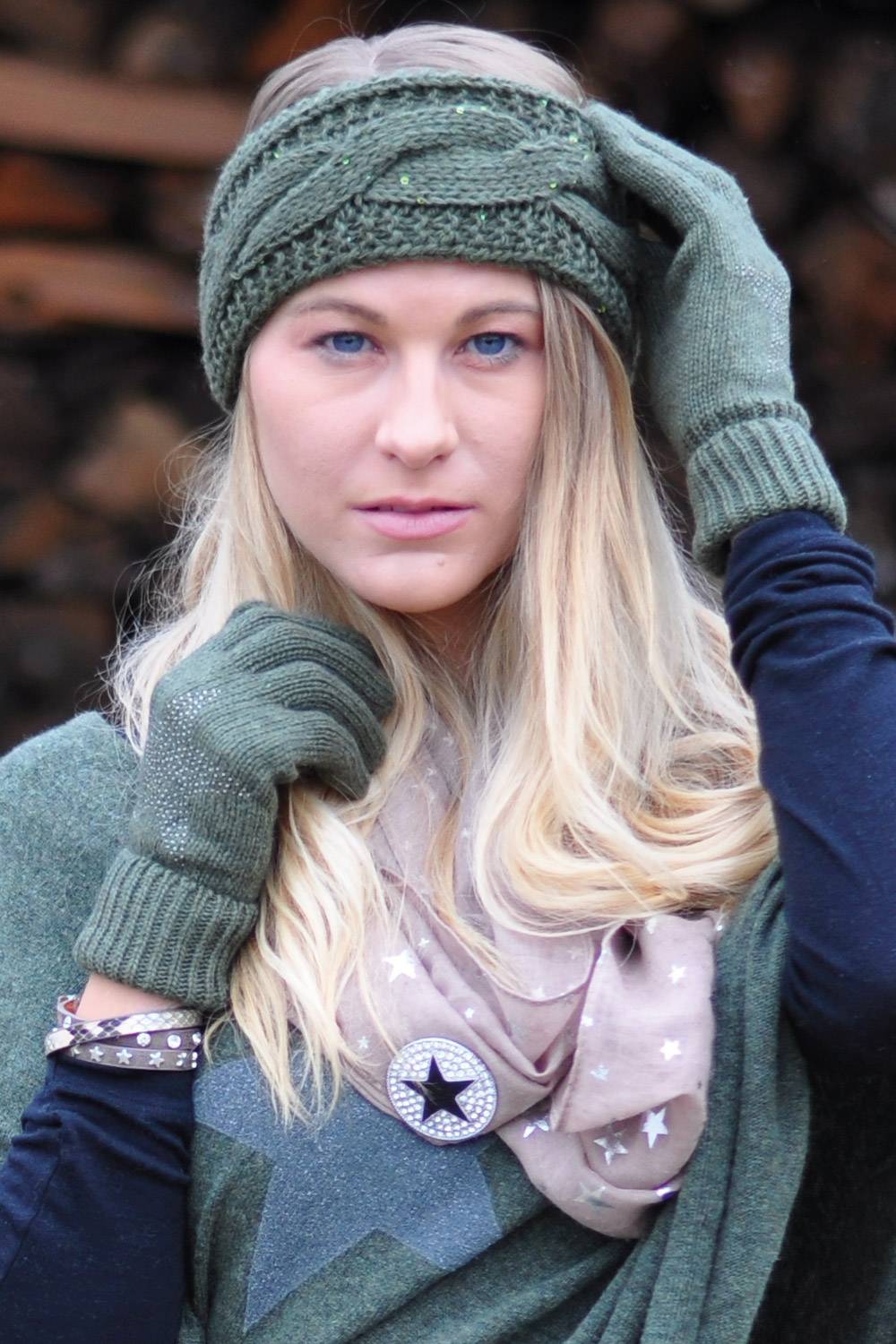 Stylebreaker Grobstrick Stirnband mit Pailletten Cyber Monday