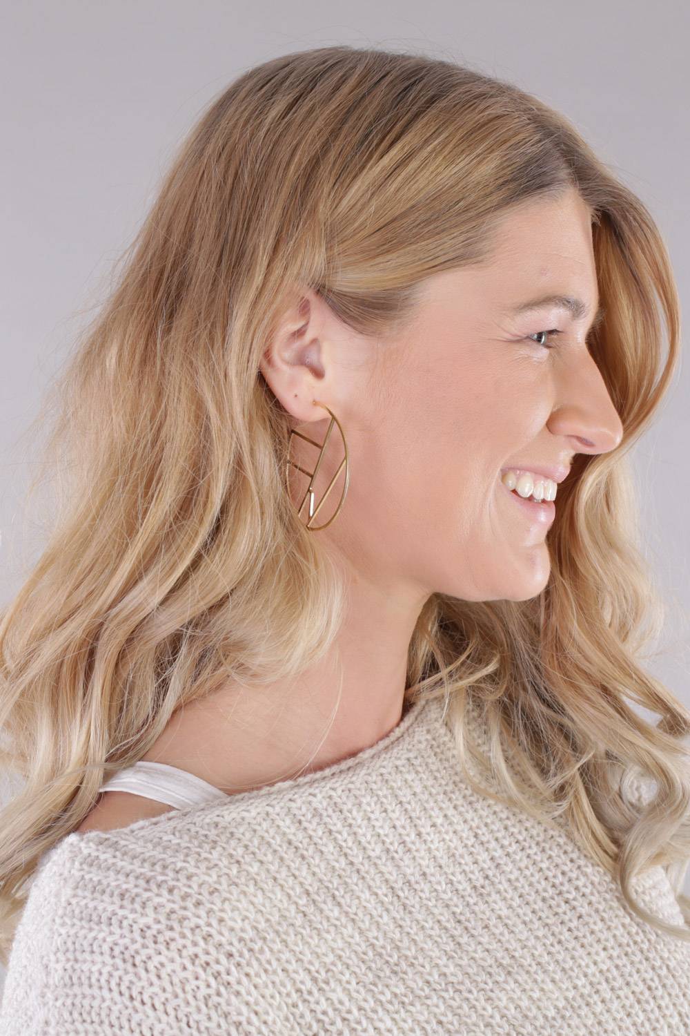 Stylebreaker Creolen Ohrringe Geometrische Einteilung 50% Rabatt für begrenzte Zeit