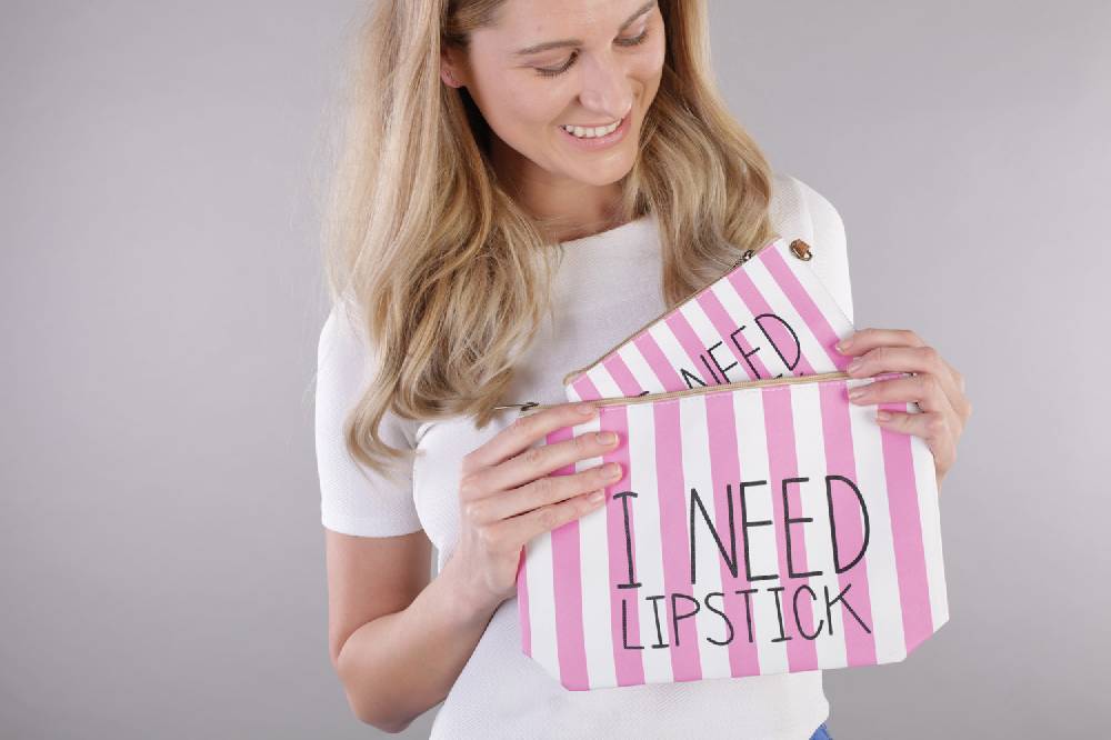 Stylebreaker Gestreifte Beautybag I NEED LIPSTICK Vatertagsangebot