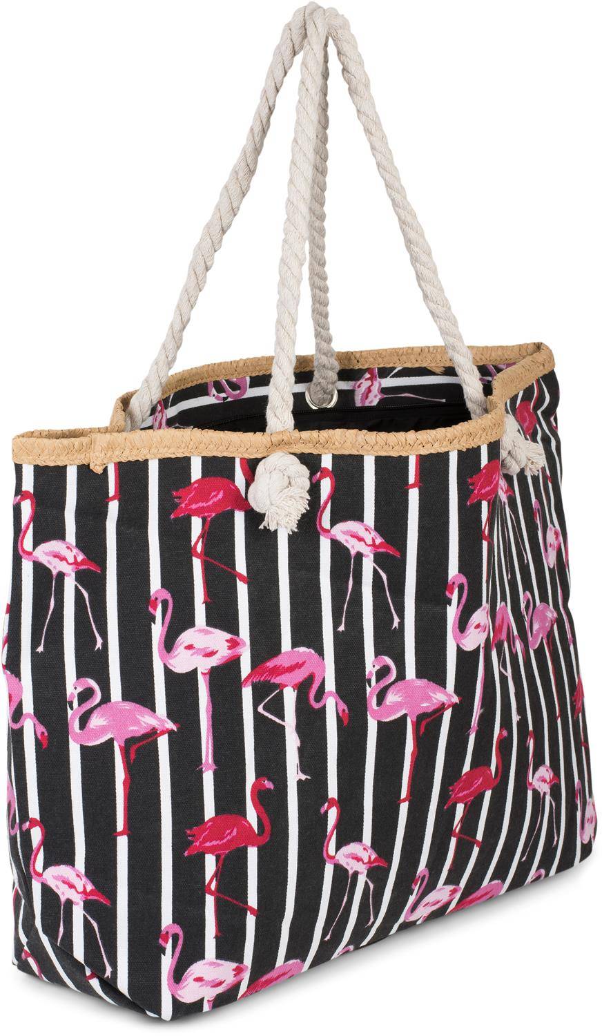 Stylebreaker Strandtasche mit Streifen und Flamingos 2025