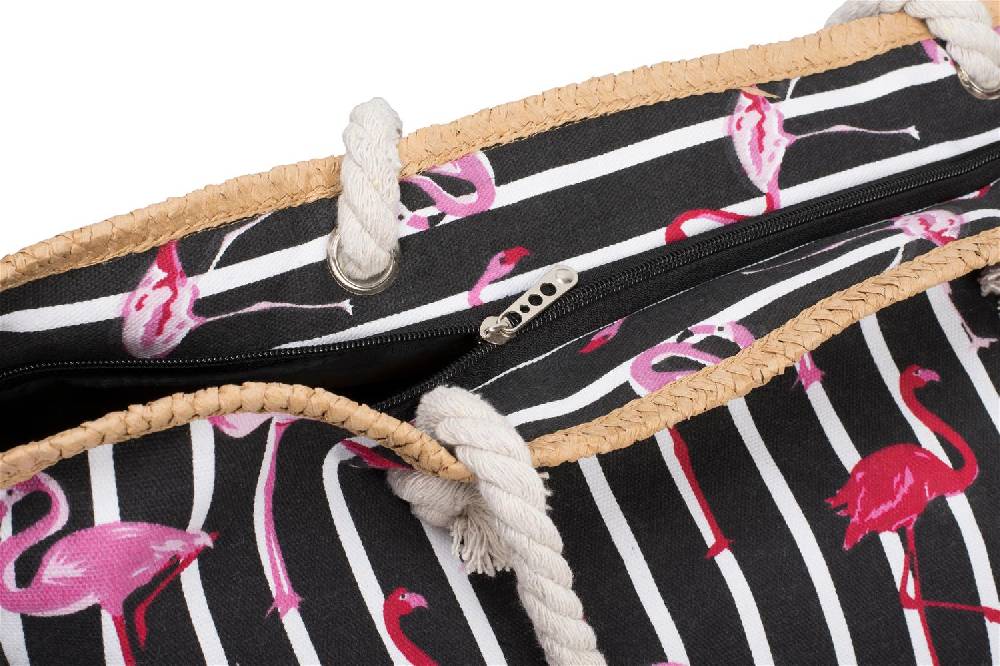 Stylebreaker Strandtasche mit Streifen und Flamingos 2025