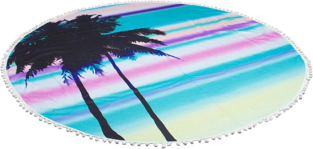 Stylebreaker Rundes Strandtuch mit Palmen und Sonnenuntergang Auslauf