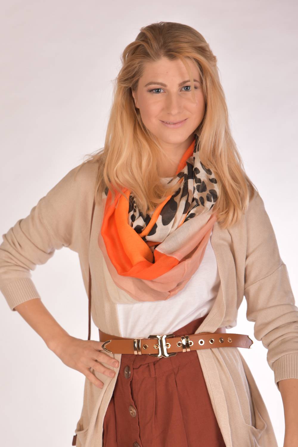 Stylebreaker Colour Blocking Loop Schal mit Leoparden Muster Hotsell