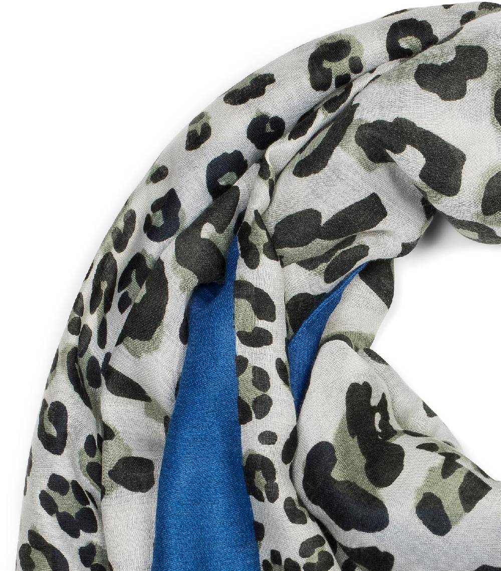 Stylebreaker Schal mit Leoparden Print und farbigem Streifen Blitzverkäufe