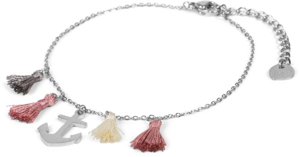 Stylebreaker Edelstahl Armkette mit Anker Charm und Quasten Versandkostenfrei