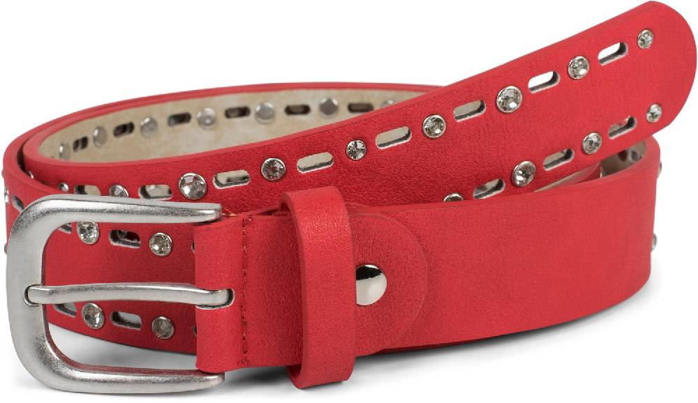Stylebreaker Gürtel mit Strass und ovalem Lasercut Muster Großer Ausverkauf