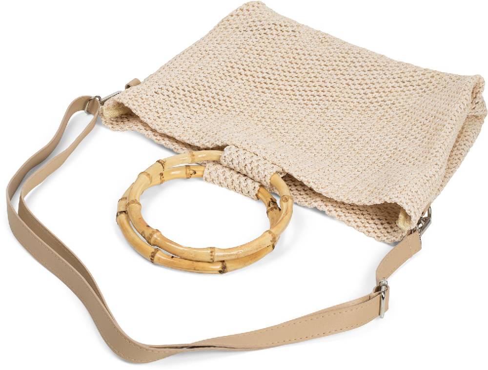 Stylebreaker Henkeltasche mit Bambus Henkel in Häkel Optik Osterangebot